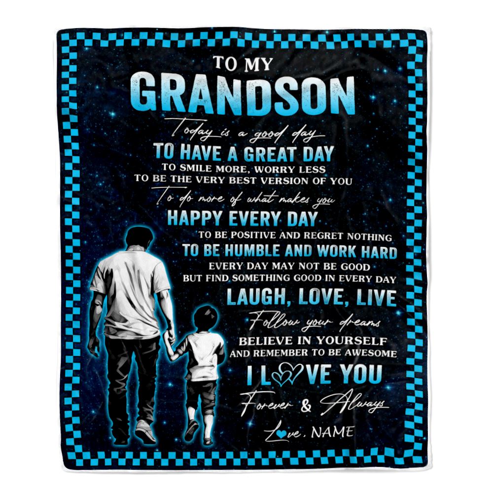 Personalized To My Grandson Blanket From Grandpa Every Day Laugh Love Live Grandpa Grandson Birthday Gifts Graduation Christmas Customized Fleece Blanket | teecentury