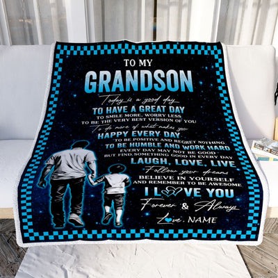 Personalized To My Grandson Blanket From Grandpa Every Day Laugh Love Live Grandpa Grandson Birthday Gifts Graduation Christmas Customized Fleece Blanket | teecentury