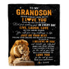 Personalized To My Grandson Blanket From Grandpa Live Laugh Love Lion Grandson Birthday Gifts Positive Graduation Christmas Customized Fleece Throw Blanket | teecentury