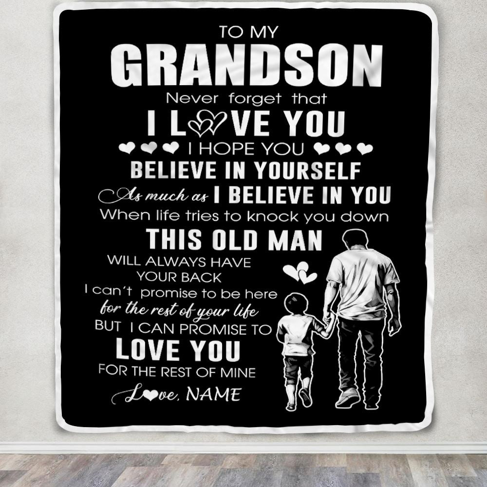 Personalized To My Grandson Blanket From Grandpa Papa This Old Man Love You Grandson Birthday Gifts Graduation Christmas Customized Fleece Throw Blanket | teecentury
