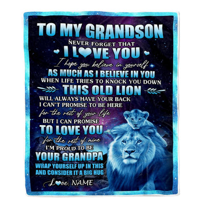 Personalized To My Grandson Blanket From Papa Grandpa Never Forget That I Love You Grandson Birthday Graduation Christmas Bed Quilt Fleece Throw Blanket | teecentury