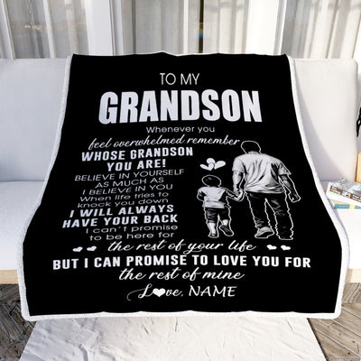 Personalized To My Grandson Blanket From Papa Grandpa Whenever You Feel Overwhelmed Grandson Birthday Graduation Christmas Customized Bed Fleece Throw Blanket | teecentury