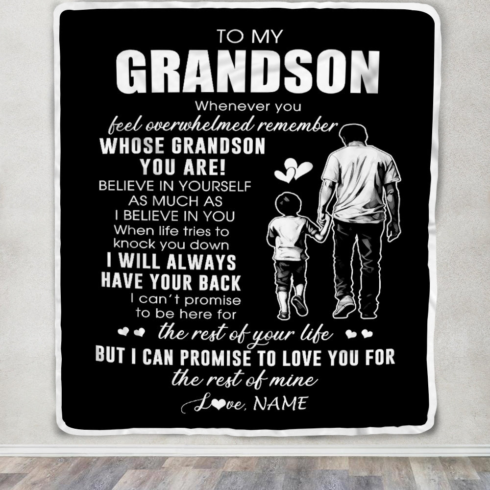 Personalized To My Grandson Blanket From Papa Grandpa Whenever You Feel Overwhelmed Grandson Birthday Graduation Christmas Customized Bed Fleece Throw Blanket | teecentury
