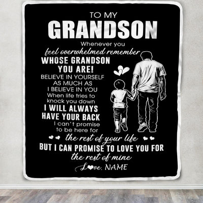 Personalized To My Grandson Blanket From Papa Grandpa Whenever You Feel Overwhelmed Grandson Birthday Graduation Christmas Customized Bed Fleece Throw Blanket | teecentury