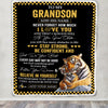 Personalized To My Grandson Blanket Tiger I Love You Forever From Grandma Grandpa Grandson Birthday Gifts Christmas Graduation Customized Fleece Blanket | teecentury