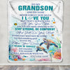 Personalized To My Grandson Blanket Turtle I Love You Forever From Grandma Grandpa Grandson Birthday Gifts Christmas Graduation Customized Fleece Blanket | teecentury