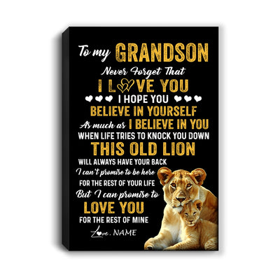 Personalized To My Grandson Canvas From Grandma Gigi This Old Lion Love You Grandson Birthday Gifts Graduation Christmas Custom Wall Art Print Framed Canvas | teecentury