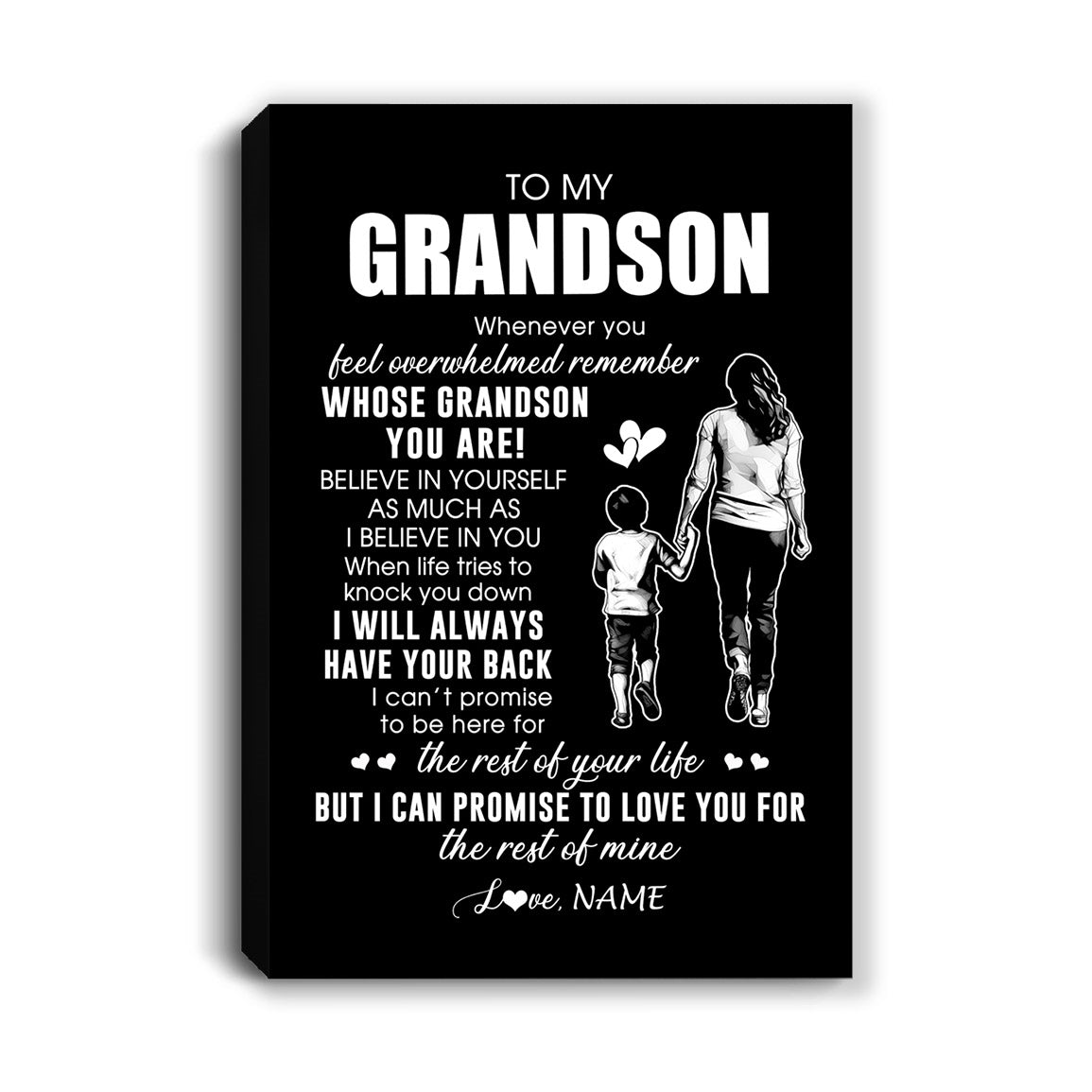 Personalized To My Grandson Canvas From Grandma Gigi Whenever You Feel Overwhelmed Grandson Birthday Gifts Graduation Christmas Custom Wall Art Print Framed Canvas | teecentury