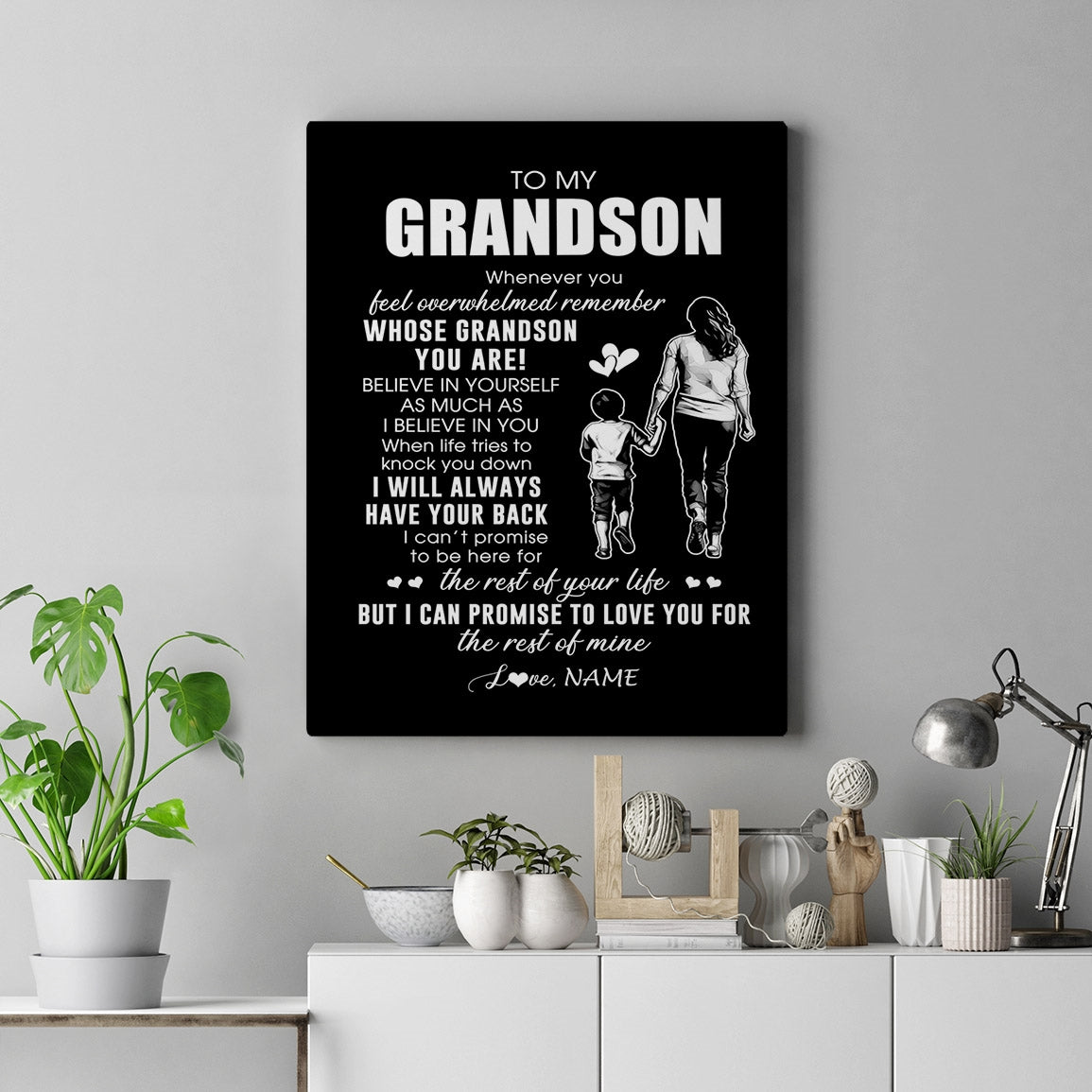 Personalized To My Grandson Canvas From Grandma Gigi Whenever You Feel Overwhelmed Grandson Birthday Gifts Graduation Christmas Custom Wall Art Print Framed Canvas | teecentury