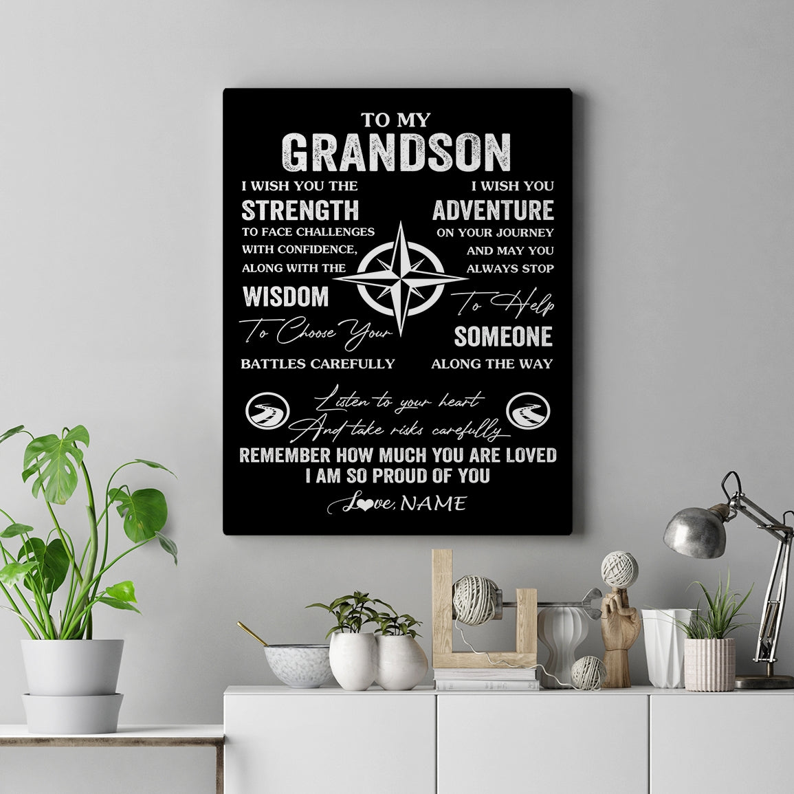 Personalized To My Grandson Canvas From Grandma Grandpa I Wish You The Strength Grandson Birthday Gifts Graduation Christmas Custom Wall Art Print Framed Canvas | teecentury