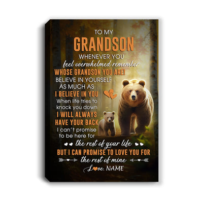 Personalized To My Grandson Canvas From Grandma Grandpa Whenever You Feel Bear Grandson Birthday Gifts Graduation Christmas Custom Wall Art Print Framed Canvas | teecentury