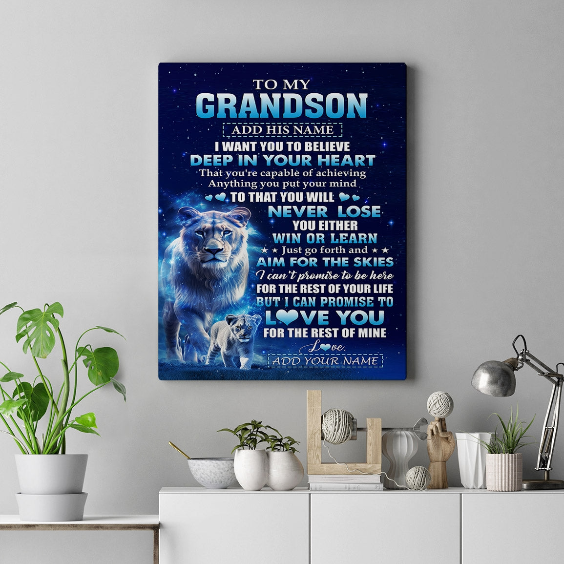 Personalized To My Grandson Canvas From Grandma Nana Believe Your Heart Grandson Gift Birthday Graduation Christmas Custom Wall Art Print Framed Canvas | teecentury