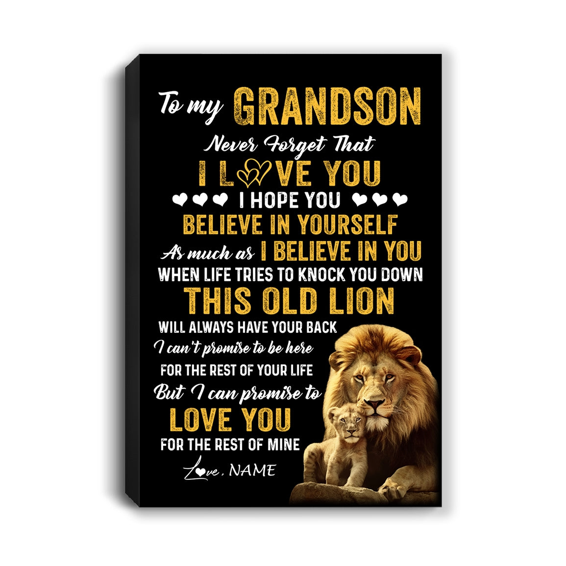 Personalized To My Grandson Canvas From Grandpa This Old Lion Love You Grandson Birthday Gifts Graduation Christmas Custom Wall Art Print Framed Canvas | teecentury
