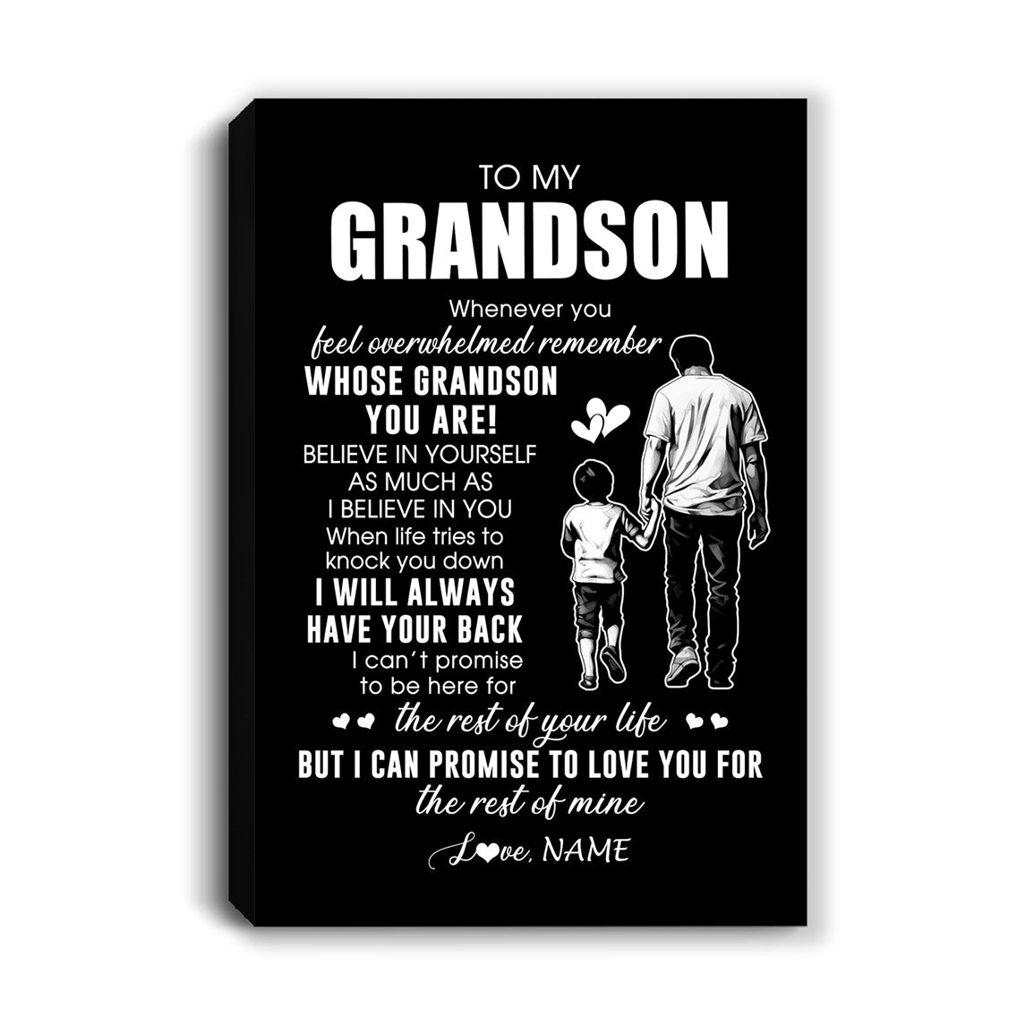 Personalized To My Grandson Canvas From Papa Grandpa Whenever You Feel Overwhelmed Grandson Birthday Gifts Graduation Christmas Custom Wall Art Print Framed Canvas | teecentury