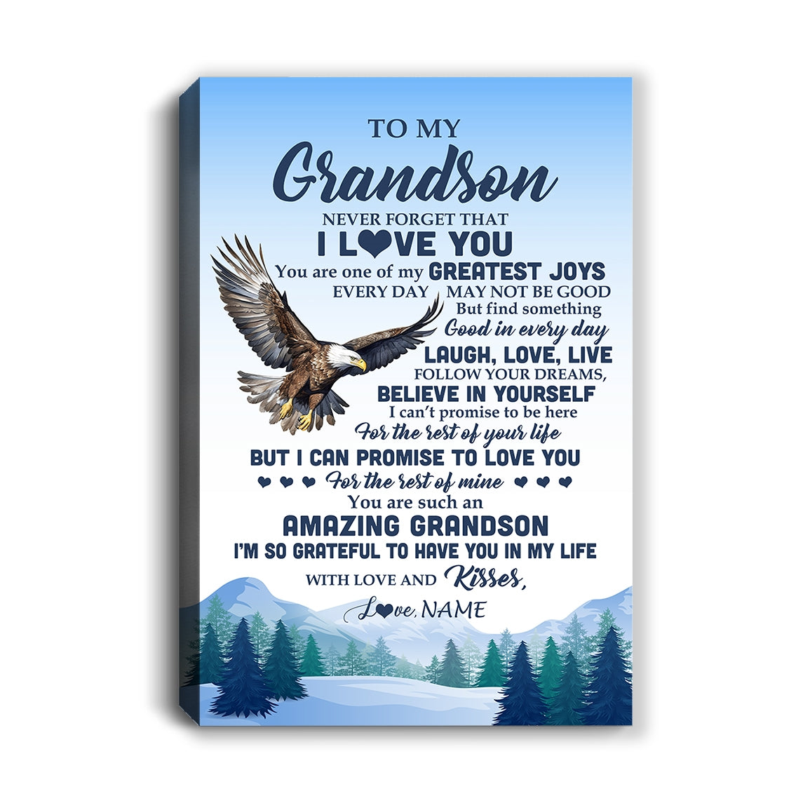Personalized To My Grandson Eagle Canvas From Grandma Never Forget That I Love You Grandson Gift Birthday Graduation Christmas Customized Fleece Throw Blanket | teecentury