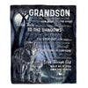 Personalized To My Grandson From Grandma Grandpa Blanket Never Feel You Are Alone Wolf Moon Night Dark Forest Family Love Birthday Christmas Fleece Blanket Blanket | Teecentury.com