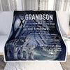 Personalized To My Grandson From Grandma Grandpa Blanket Never Feel You Are Alone Wolf Moon Night Dark Forest Family Love Birthday Christmas Fleece Blanket Blanket | Teecentury.com