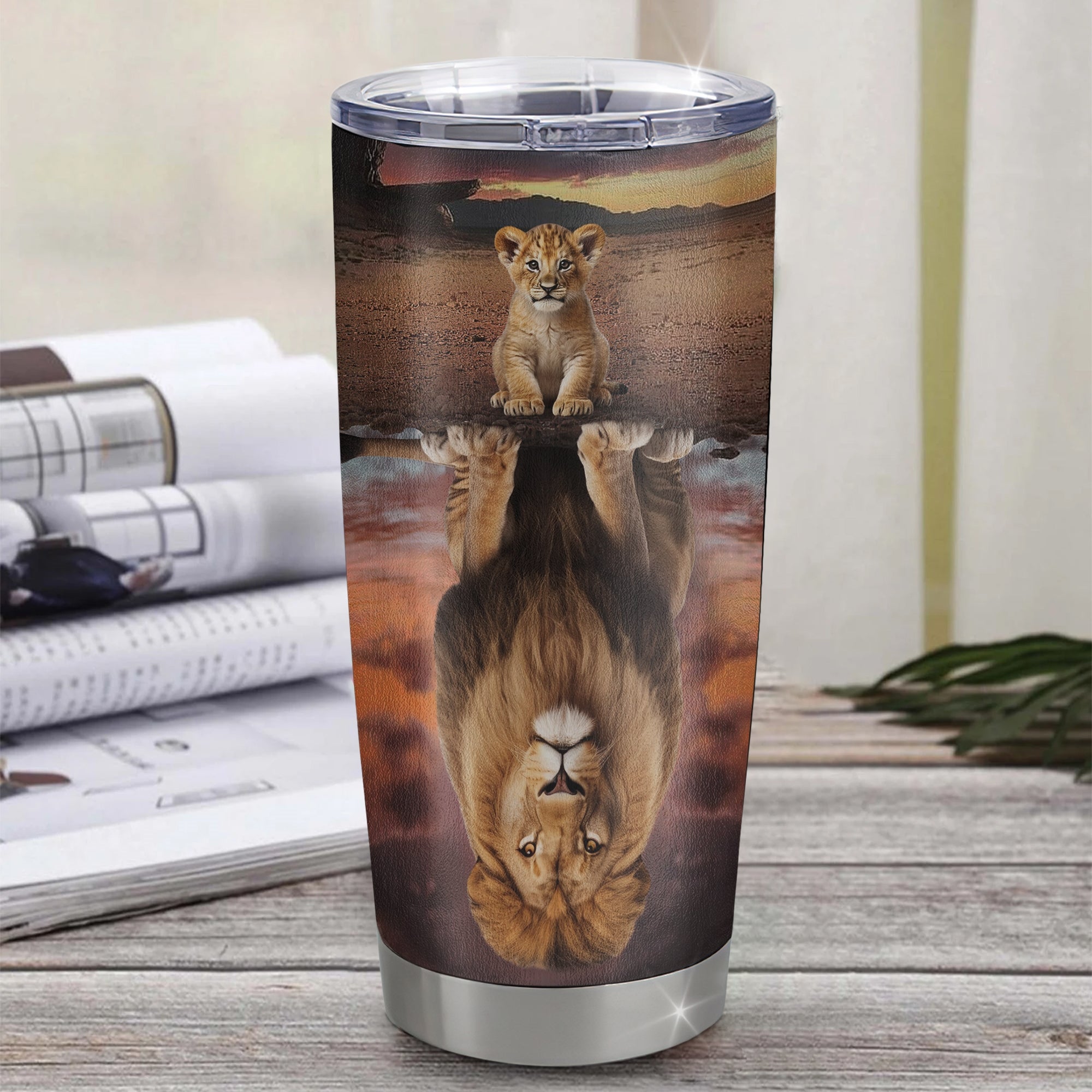 Personalized To My Grandson From Grandpa Grandma Stainless Steel Tumbler Cup I Wish You The Strength Lion Grandson Birthday Graduation Christmas Travel Mug | teecentury