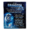 Personalized To My Grandson Gift Blanket From Grandpa Papa Never Feel That You Are Alone Lion Grandson Birthday Christmas Customized Fleece Throw Blanket | teecentury