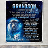 Personalized To My Grandson Gift Blanket From Grandpa Papa Never Feel That You Are Alone Lion Grandson Birthday Christmas Customized Fleece Throw Blanket | teecentury