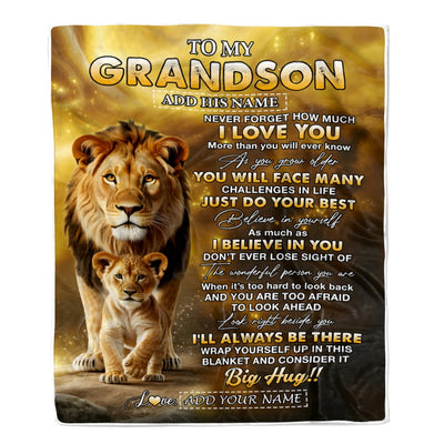Personalized To My Grandson Gifts Blanket From Grandfather Never Forget How Much I Love You Lion Granddaughter Birthday Gifts Christmas Custom Fleece Blanket | teecentury