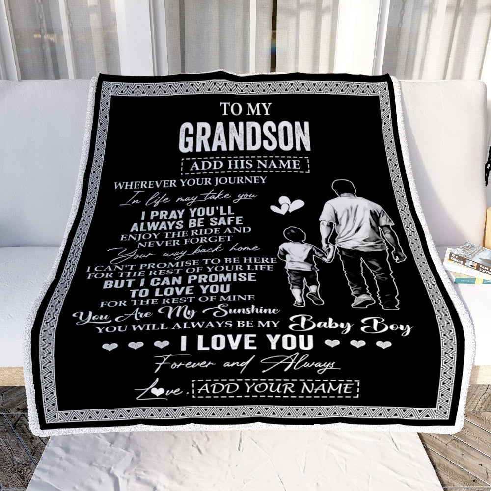Personalized To My Grandson Gifts Blanket From Grandfather Wherever Your Journey In Life Grandpa Granddaughter Birthday Gifts Christmas Custom Fleece Blanket | teecentury
