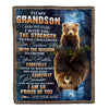 Personalized To My Grandson Gifts Blanket From Grandma Grandpa I Wish You The Strength Bear Grandson Birthday Gifts Christmas Graduation Fleece Blanket | teecentury