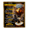 Personalized To My Grandson Gifts Blanket From Grandma Grandpa I Wish You The Strength Eagle Grandson Birthday Gifts Christmas Graduation Fleece Blanket | teecentury
