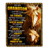 Personalized To My Grandson Gifts Blanket From Grandma Grandpa I Wish You The Strength Horse Grandson Birthday Gifts Christmas Graduation Fleece Blanket | teecentury