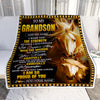 Personalized To My Grandson Gifts Blanket From Grandma Grandpa I Wish You The Strength Horse Grandson Birthday Gifts Christmas Graduation Fleece Blanket | teecentury