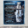 Personalized To My Grandson Gifts Blanket From Grandma Grandpa I Wish You The Strength White Tier Grandson Birthday Gifts Christmas Custom Fleece Blanket | teecentury