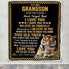 Personalized To My Grandson Gifts Blanket From Grandma Grandpa This Old Tiger Love You Grandson Birthday Gifts Graduation Christmas Customized Fleece Blanket | teecentury