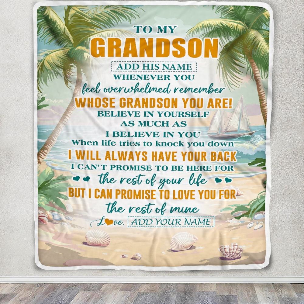 Personalized To My Grandson Gifts Blanket From Grandma Grandpa Whenever You Feel Beach Grandson Birthday Gifts Graduation Christmas Custom Fleece Blanket | teecentury