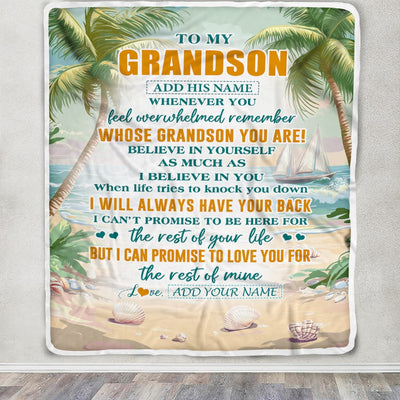 Personalized To My Grandson Gifts Blanket From Grandma Grandpa Whenever You Feel Beach Grandson Birthday Gifts Graduation Christmas Custom Fleece Blanket | teecentury