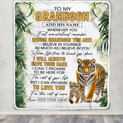 Personalized To My Grandson Gifts Blanket From Grandma Grandpa Whenever You Feel Tiger Grandson Birthday Gifts Graduation Christmas Customized Fleece Blanket | teecentury