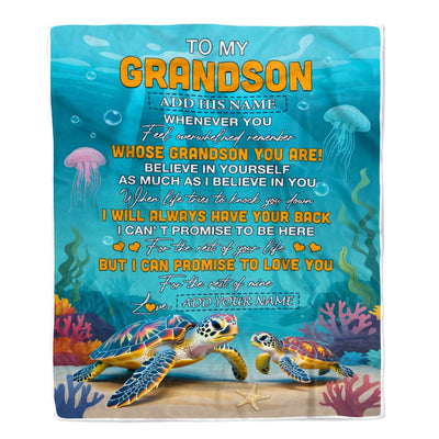 Personalized To My Grandson Gifts Blanket From Grandma Grandpa Whenever You Feel Turtle Grandson Birthday Gifts Graduation Christmas Customized Fleece Blanket | teecentury