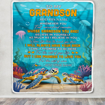 Personalized To My Grandson Gifts Blanket From Grandma Grandpa Whenever You Feel Turtle Grandson Birthday Gifts Graduation Christmas Customized Fleece Blanket | teecentury