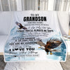 Personalized To My Grandson Gifts Blanket From Grandma Grandpa Wherever Your Journey In Life Eagle Grandson Birthday Gifts Warm Customized Fleece Throw Blanket | teecentury