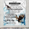 Personalized To My Grandson Gifts Blanket From Grandma Grandpa Wherever Your Journey In Life Eagle Grandson Birthday Gifts Warm Customized Fleece Throw Blanket | teecentury