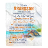 Personalized To My Grandson Gifts Blanket From Grandma Grandpa Wherever Your Journey In Life Turtle Grandson Birthday Gifts Warm Customized Fleece Blanket | teecentury