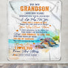Personalized To My Grandson Gifts Blanket From Grandma Grandpa Wherever Your Journey In Life Turtle Grandson Birthday Gifts Warm Customized Fleece Blanket | teecentury
