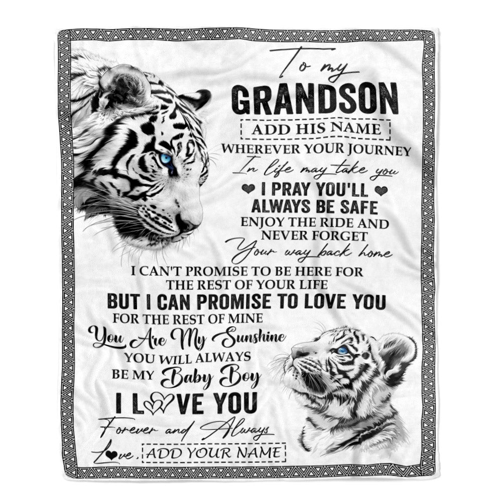 Personalized To My Grandson Gifts Blanket From Grandma Grandpa Wherever Your Journey In Life White Tier Granddaughter Birthday Gifts Christmas Fleece Blanket | teecentury