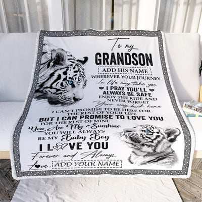 Personalized To My Grandson Gifts Blanket From Grandma Grandpa Wherever Your Journey In Life White Tier Granddaughter Birthday Gifts Christmas Fleece Blanket | teecentury