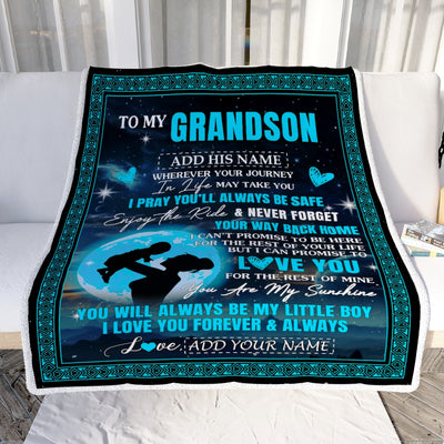 Personalized To My Grandson Gifts Blanket From Grandma Promise To Love You Gifts For Grandson Birthday Graduation Christmas Custom Fleece Throw Blanket | teecentury
