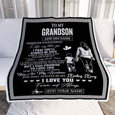 Personalized To My Grandson Gifts Blanket From Grandmother Wherever Your Journey In Life Grandma Granddaughter Birthday Gifts Christmas Fleece Throw Blanket | teecentury