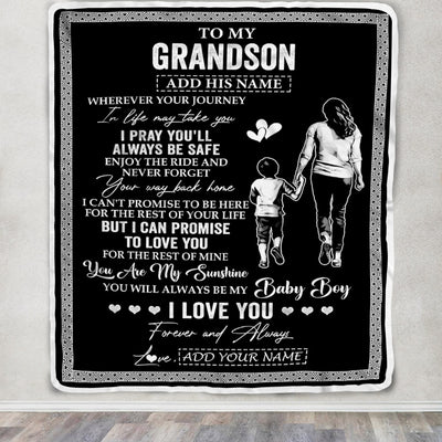 Personalized To My Grandson Gifts Blanket From Grandmother Wherever Your Journey In Life Grandma Granddaughter Birthday Gifts Christmas Fleece Throw Blanket | teecentury