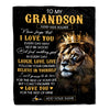 Personalized To My Grandson Gifts Blanket From Grandpa Grandma Laugh Love Live Lion Grandson Happy Birthday Gifts Graduation Christmas Custom Fleece Blanket | teecentury