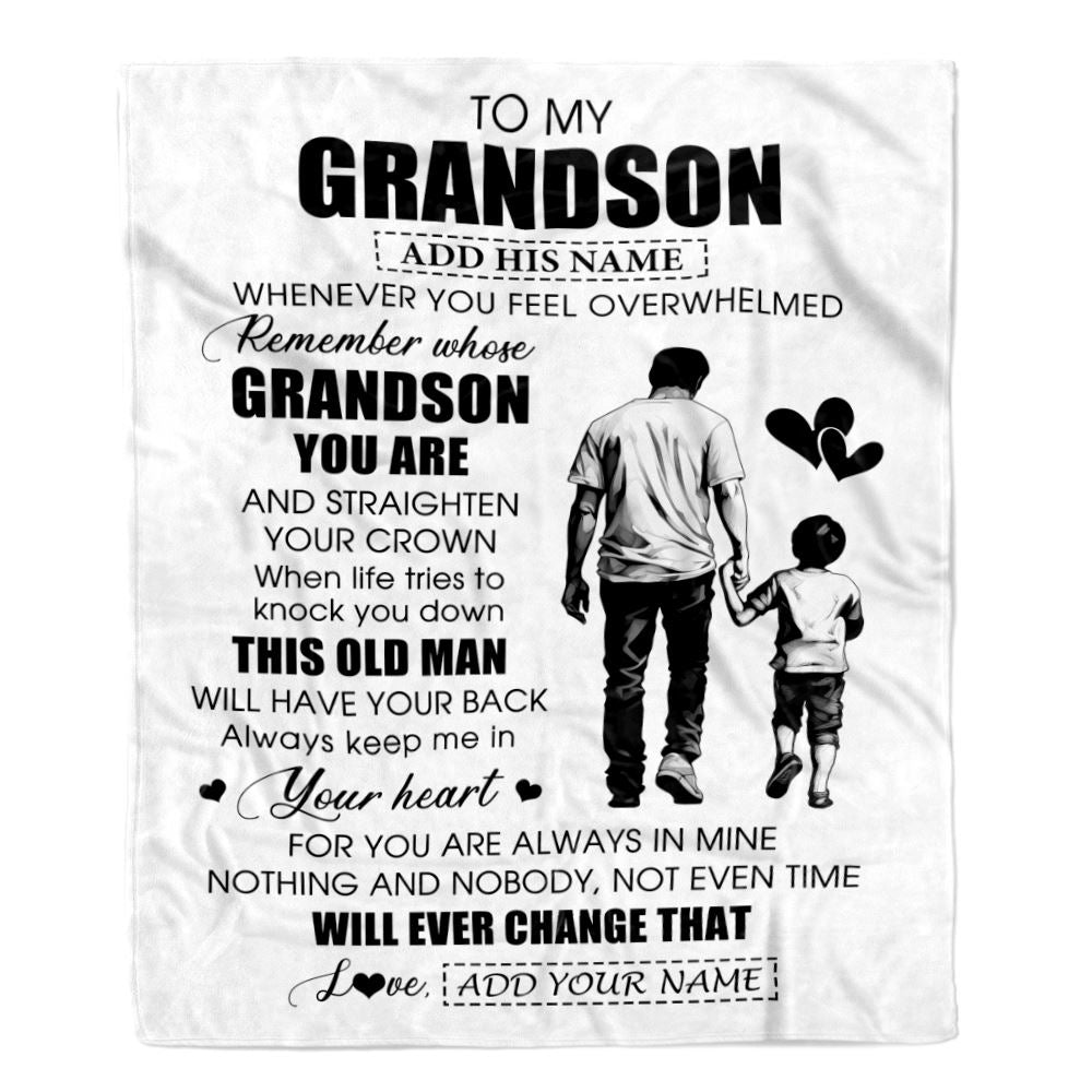 Personalized To My Grandson Gifts Blanket From Grandpa Papa Whenever Man Unique Birthday Gifts For Grandson Graduation Christmas Custom Fleece Throw Blanket | teecentury
