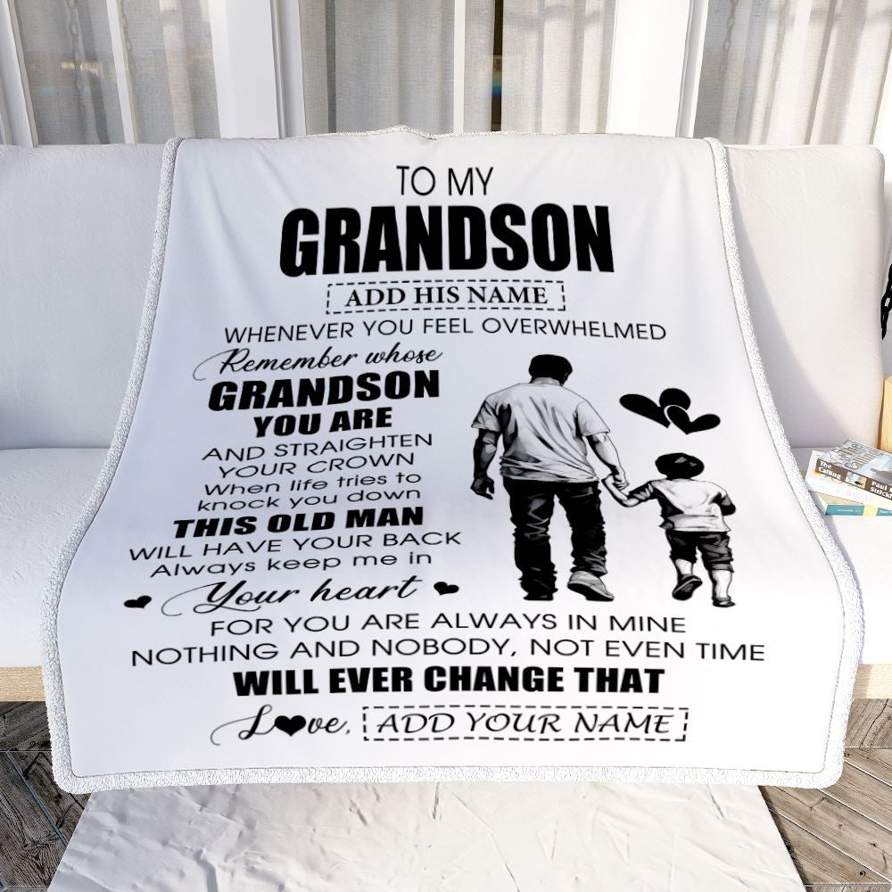 Personalized To My Grandson Gifts Blanket From Grandpa Papa Whenever Man Unique Birthday Gifts For Grandson Graduation Christmas Custom Fleece Throw Blanket | teecentury