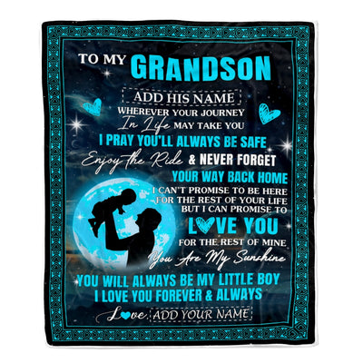 Personalized To My Grandson Gifts Blanket From Grandpa Promise To Love You Gifts For Grandson Birthday Graduation Christmas Custom Fleece Throw Blanket | teecentury